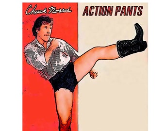 Chuck Norris "Action Pants" T-Shirt / Herren Damen Kind Geburtstag Geschenk Cookout Halloween Weihnachten Walker Texas Ranger Schwarz Gürtel Kampfkunst