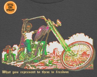 What You Represent to Them is Freedom T-Shirt / Easy Rider Blacklight Poster Biker Brother on a Bike Motorcycle Peter Fonda Born to Be Wild