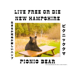 Live Free or Die New Hampshire Lonely Picknick Bär T-Shirt / Trinkshirt Sommer Rye Beach Portsmouth Hampton White Mountains NH Primary