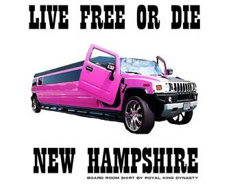 Live Free or Die New Hampshire Stretch Humvee Unisex T-Shirt / Limousine Limo Party Drinking Shirt Prom Parking Lot Hampton Beach Casino