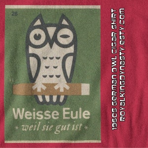 East German White Owl Cigar T-Shirt / Propaganda Poster Soviet Modernism 1960s Design DDR Communist Socialist Germany East Berlin Match Box image 5