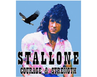 Sylvester Stallone "Courage & Strength" T-Shirt with Eagle / Rambo First Blood Sly Stallone collectable Gift for Weirdo Weird Odd Rocky IV