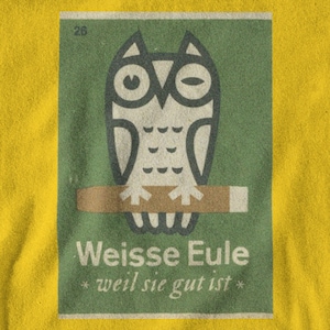 East German White Owl Cigar T-Shirt / Propaganda Poster Soviet Modernism 1960s Design DDR Communist Socialist Germany East Berlin Match Box image 7