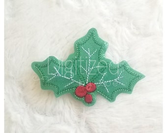 Mistletoe Feltie In The Hoop Embroidery Digital Download, Embroidery, ITH Bow
