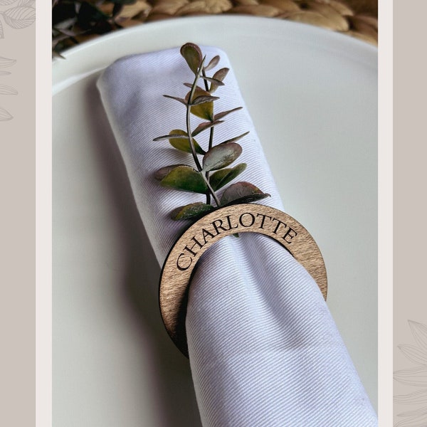 Round Napkin Rings, Personalized Napkin Rings, Wooden Place Card, Napkin Holder, Event Place Card, Wedding Place Card, Wedding Favor