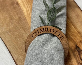 Round Napkin Rings, Personalized Napkin Rings, Wooden Place Card, Napkin Holder, Event Place Card, Wedding Place Card, Wedding Favor