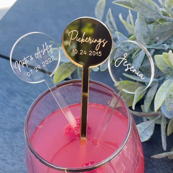 Acrylic Drink Stirrers, Branded Swizzle Sticks, Personalized Stir Sticks , Cocktail Accessories, Birthday Party Wedding Bar, Bar Accessories