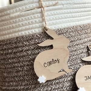 Easter Basket Tags, Easter Name Gift Tag, Personalized, Kids Basket Tag, Bunny Tag,  Engraved Wood Tags, Reusable Easter Tags, Custom