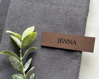 Leatherette Engraved Place Card, Place Setting, Place Setting, Personalized, Dinner Party, Guest Name, Place Card Alternative, Wedding Table