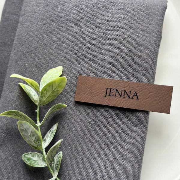Leatherette Engraved Place Card, Place Setting, Place Setting, Personalized, Dinner Party, Guest Name, Place Card Alternative, Wedding Table