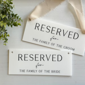 Wedding Reserved Sign, Custom Reserved Signs, Reserved Chair Sign, White Acrylic, Reserved Table, Signage, Wedding Ceremony, Personalized