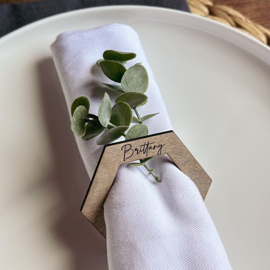 Wedding Napkin Ring, Custom Napkin Ring, Wooden Place Card, Wedding ...