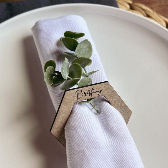 Wedding Napkin Ring Custom Napkin Ring Wooden Place Card
