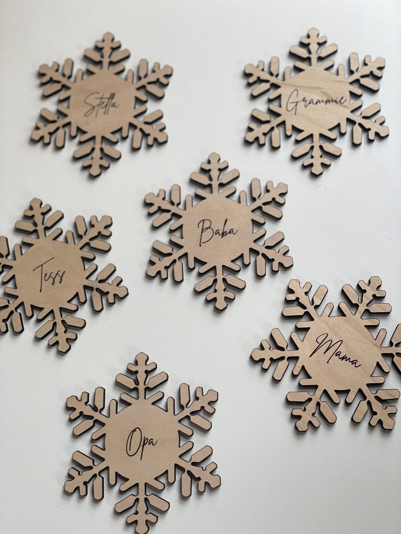 Snowflake Place Cards Personalized Place Card Holiday &amp; - Etsy