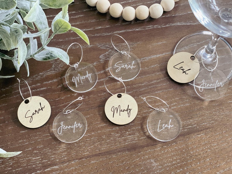 Personalized Wine Charms Wood Wine Charms Wedding Wine Glass Etsy