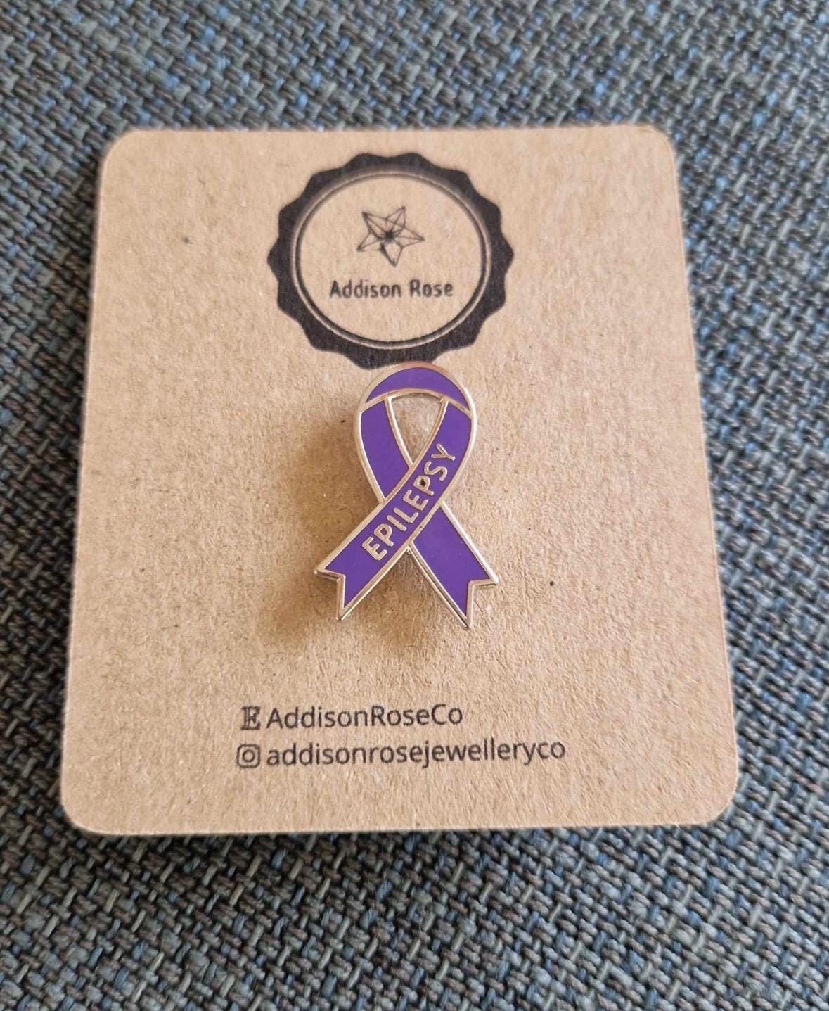 10 Pack Purple Epilepsy Awareness Ribbon Lapel Pins - 1/2 Inch, Silver Trim