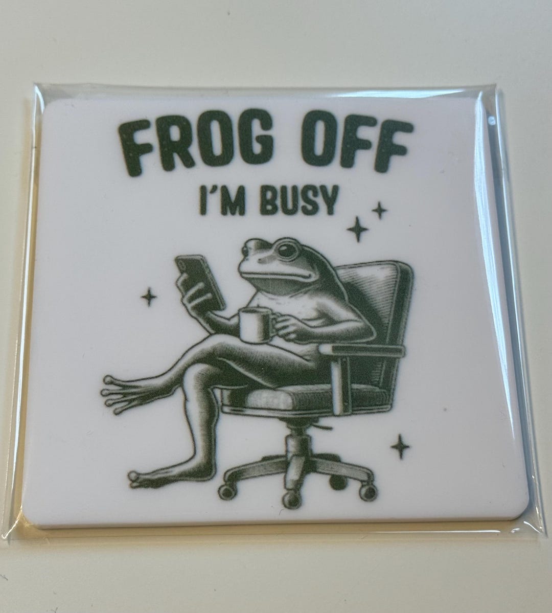 Funny & Witty Drink Coaster- Frog off I’m Busy - Etsy