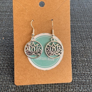 Sterling Silver Lotus Flower Earrings