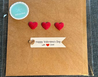 Handmade 3 Little Hearts Valentines Card