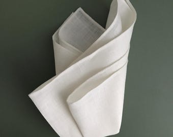 Hand Rolled White Irish Linen Pocket Square - Bespoke Menswear