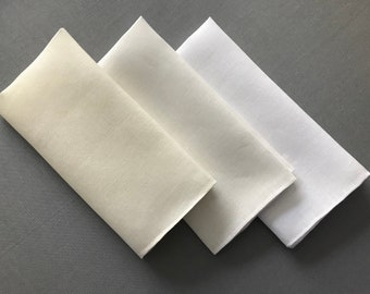 Set of Hand Rolled Irish Linen Pocket Squares - The White Collection