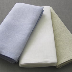 Hemstitched Irish Linen Pocket Squares -  Naturals Collection - Choose from any 3