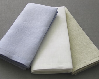 Hemstitched Irish Linen Pocket Squares -  Naturals Collection - Choose from any 3
