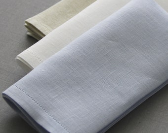 Set of Hemstitched Irish Linen Pocket Squares -  Naturals Collection