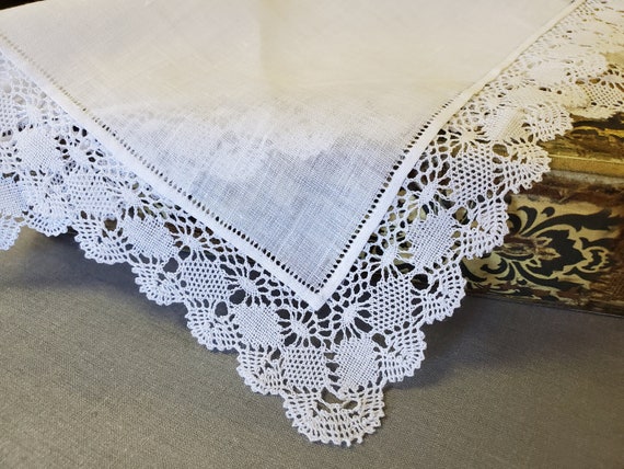 Bridal Lace Handkerchief - Vintage Handmade Bruge