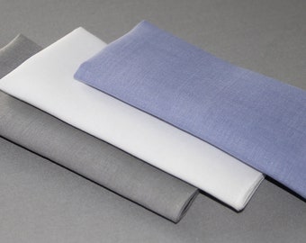 Set of Hand Rolled Irish Linen Pocket Squares - Executive Collection