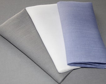 Set of 3 Hand Rolled Irish Linen Pocket Squares - Executive Collection