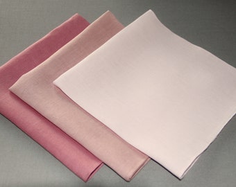 Hand Rolled Irish Linen Pocket Squares - In the Pink choose from any 3