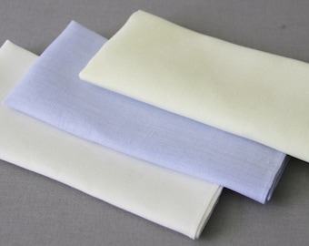 Set of 3 Hand Rolled Irish Linen Pocket Squares - The Classics Collection
