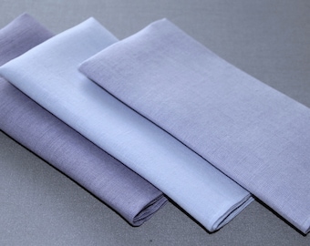 Set of 3 Hand Rolled Irish Linen Pocket Squares - Business Blues Collection