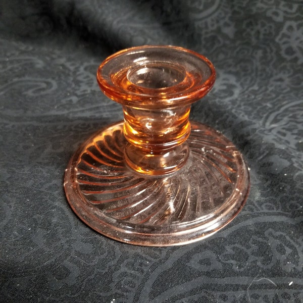 Pink Depression Glass Candle Holder Etsy