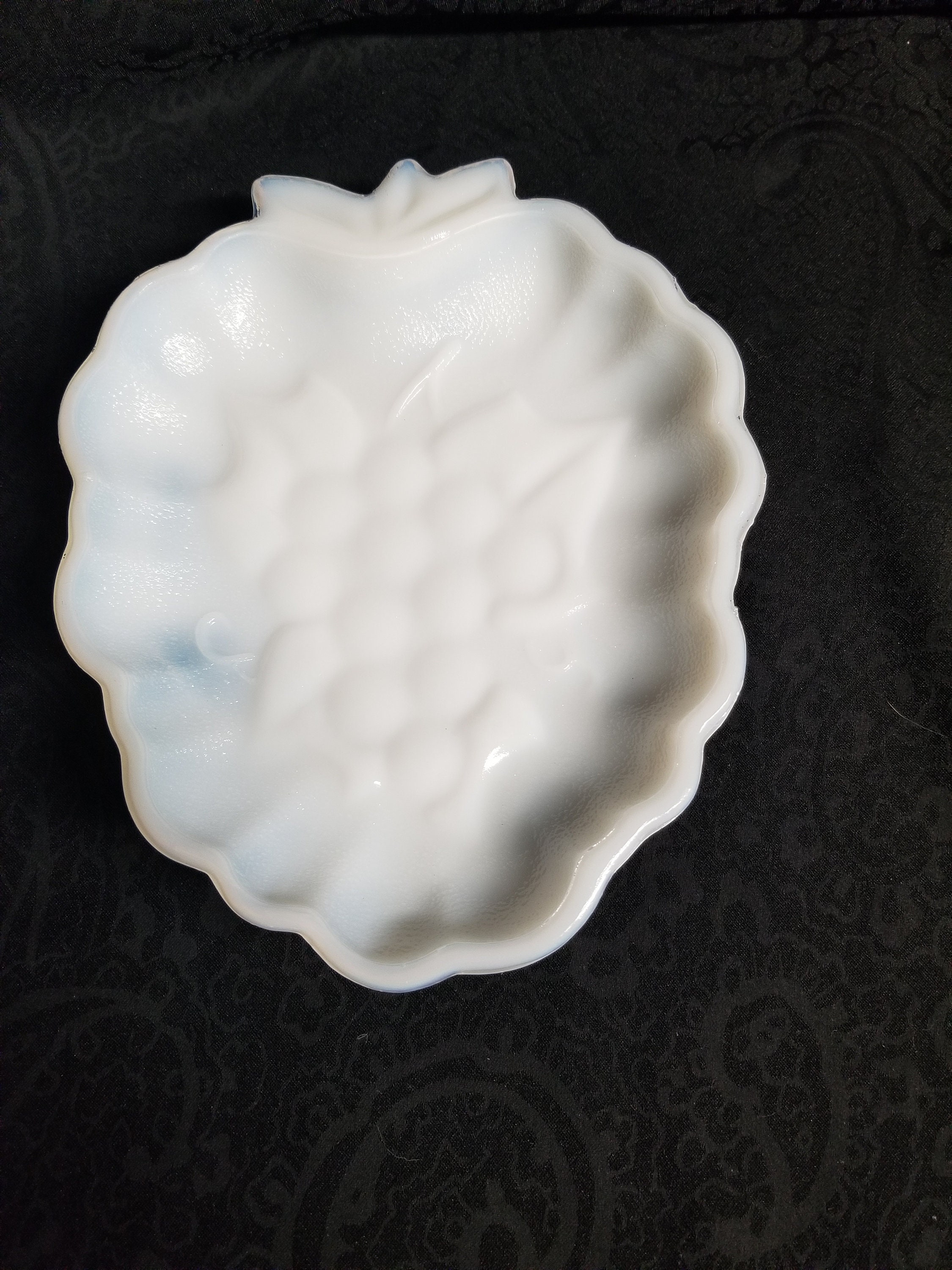 Hazel Atlas Milk Glass Grape Pattern Dish Etsy