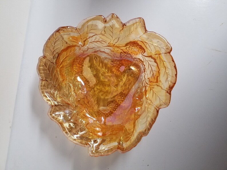 Orange Carnival Glass Candy Dish Etsy