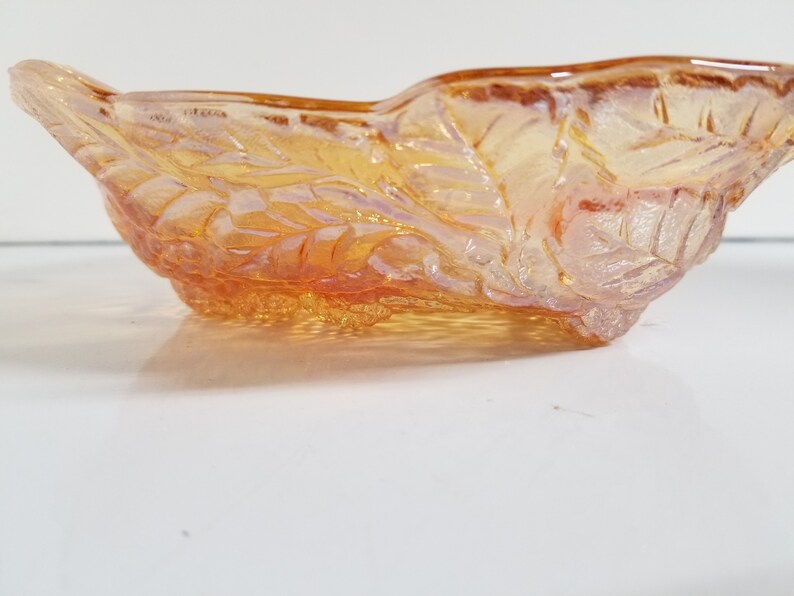Orange Carnival Glass Candy Dish Etsy