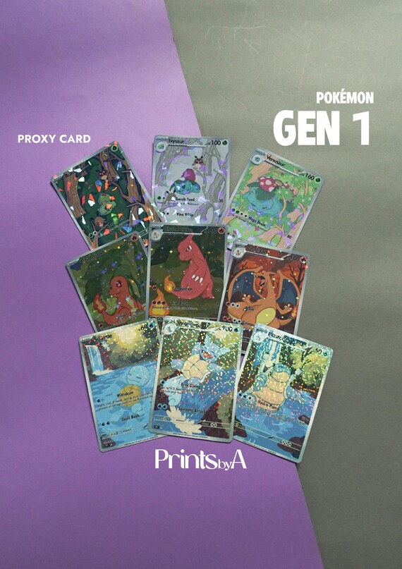 Gen 1 Starters Proxy Card, Pokmon Proxy Card