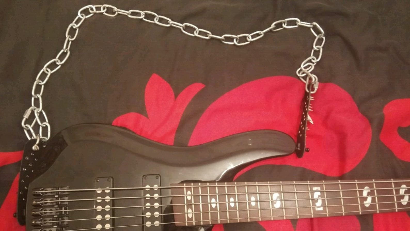 Guitar Strap Leather and Chain / Spikes Adjustable Etsy