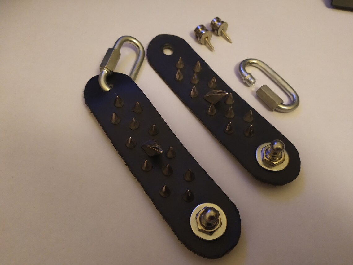 Spiked Leather Guitar Strap Connector Ends for Steel Chain Etsy