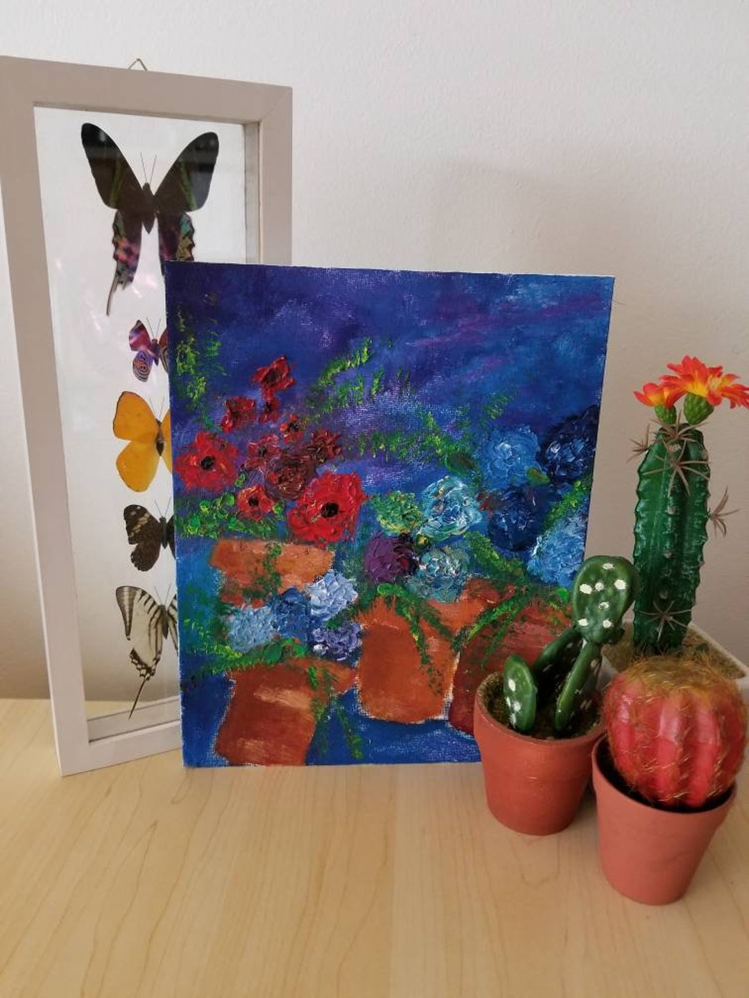 Original Flower Pot Oil Painting 8x10 on Canvas Board Etsy