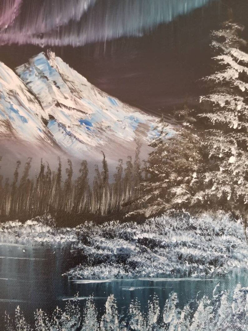 Bob Ross Inspired Northern Lights Painting oil on canvas Etsy