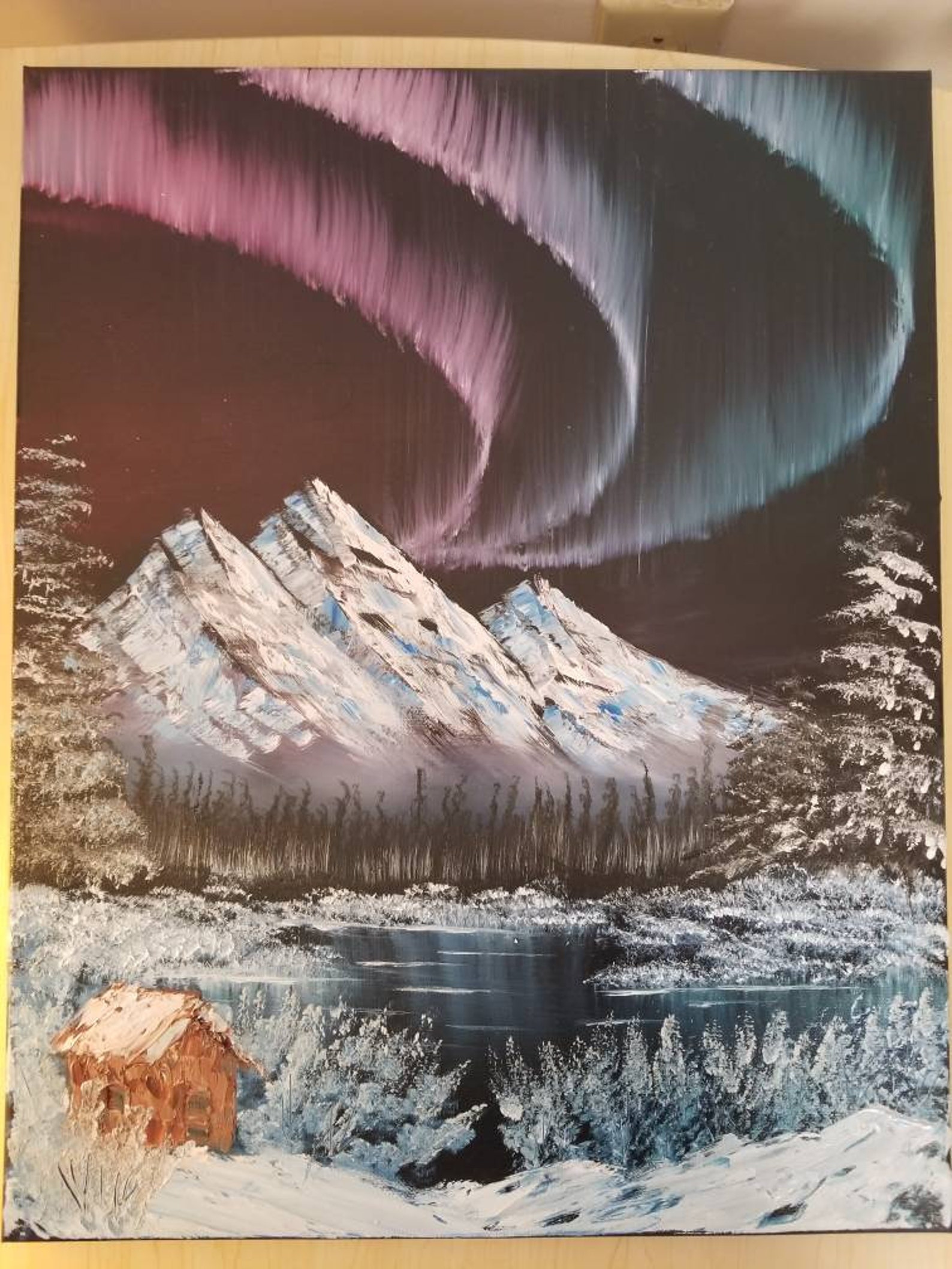Bob Ross Inspired Northern Lights Painting oil on canvas Etsy