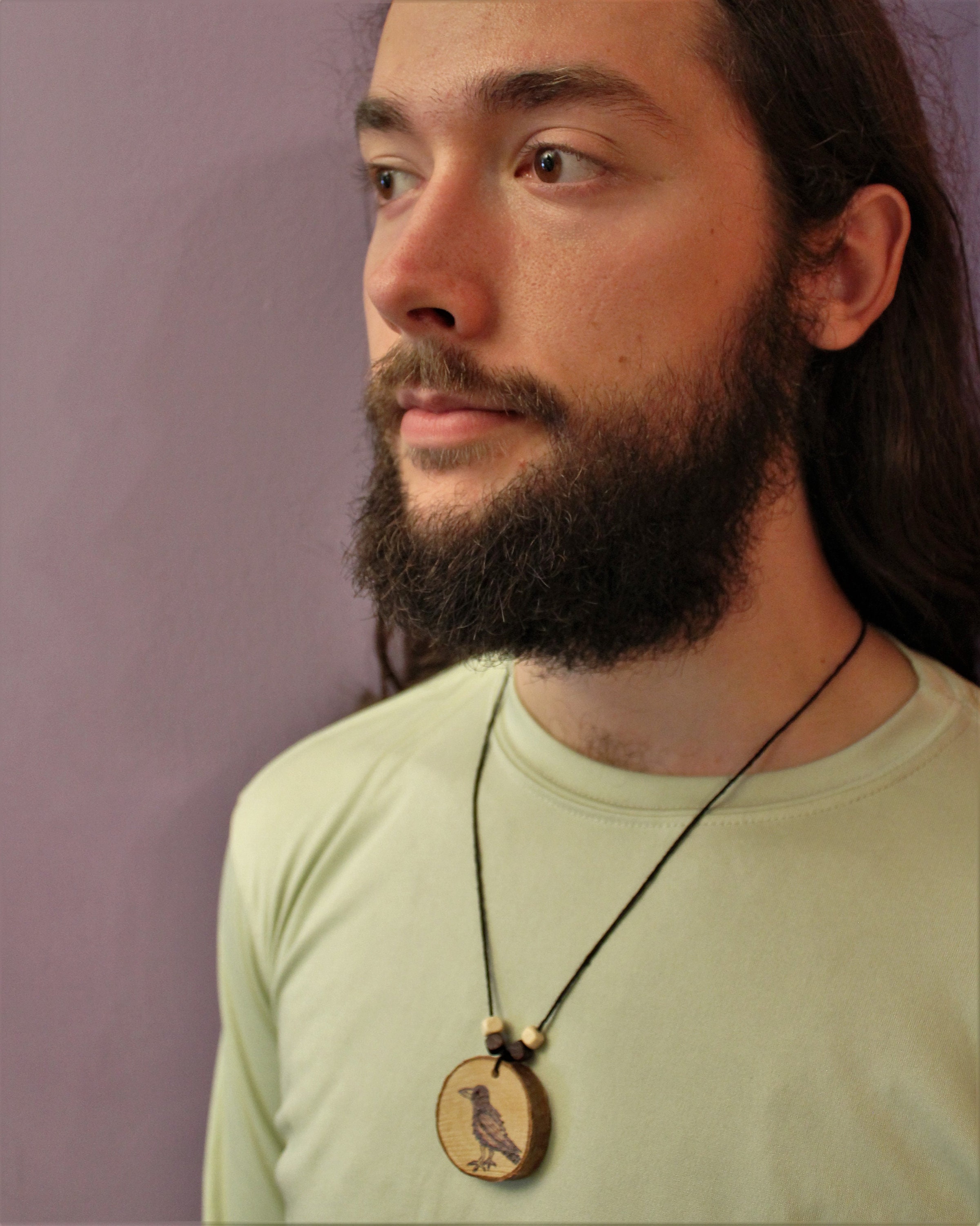 Cuervo de madera cuervo colgante pirografía collar | Etsy