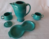 Fiesta coffee server, sugar, and creamer set