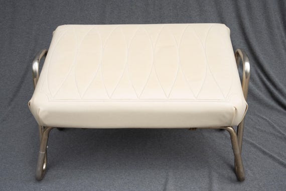 Vintage Adjustable Footrest Pearl wick Leg Lounger Ivory Vinyl Foot Stool Etsy
