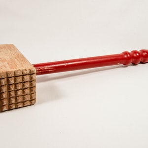 Vintage wood mallet with red painted handle