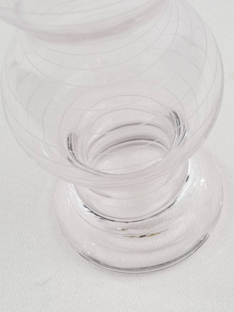 Clear Glass Bubble Vase With Etched Lines Etsy