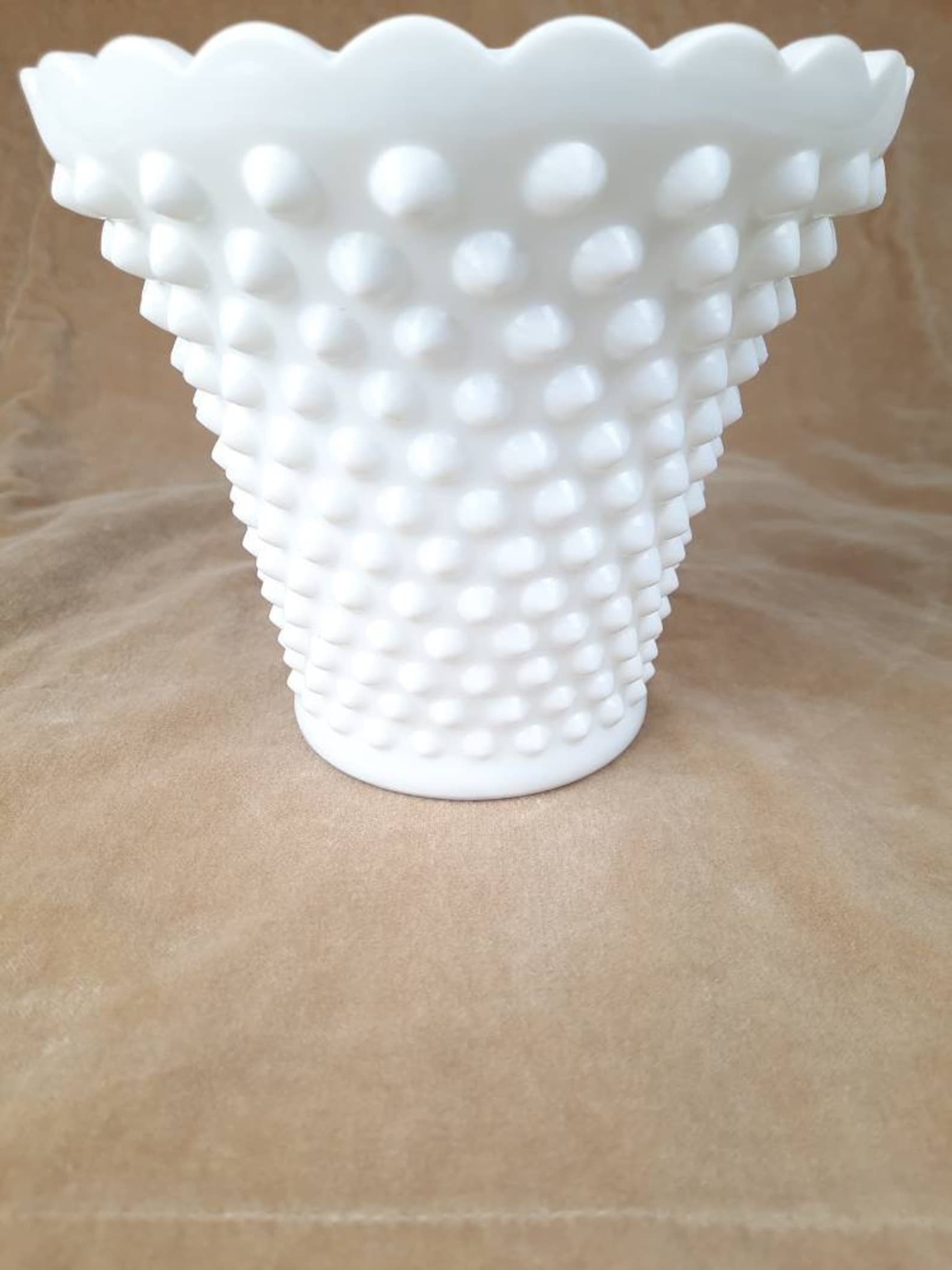 Large hob knob milk glass vase Fenton Etsy